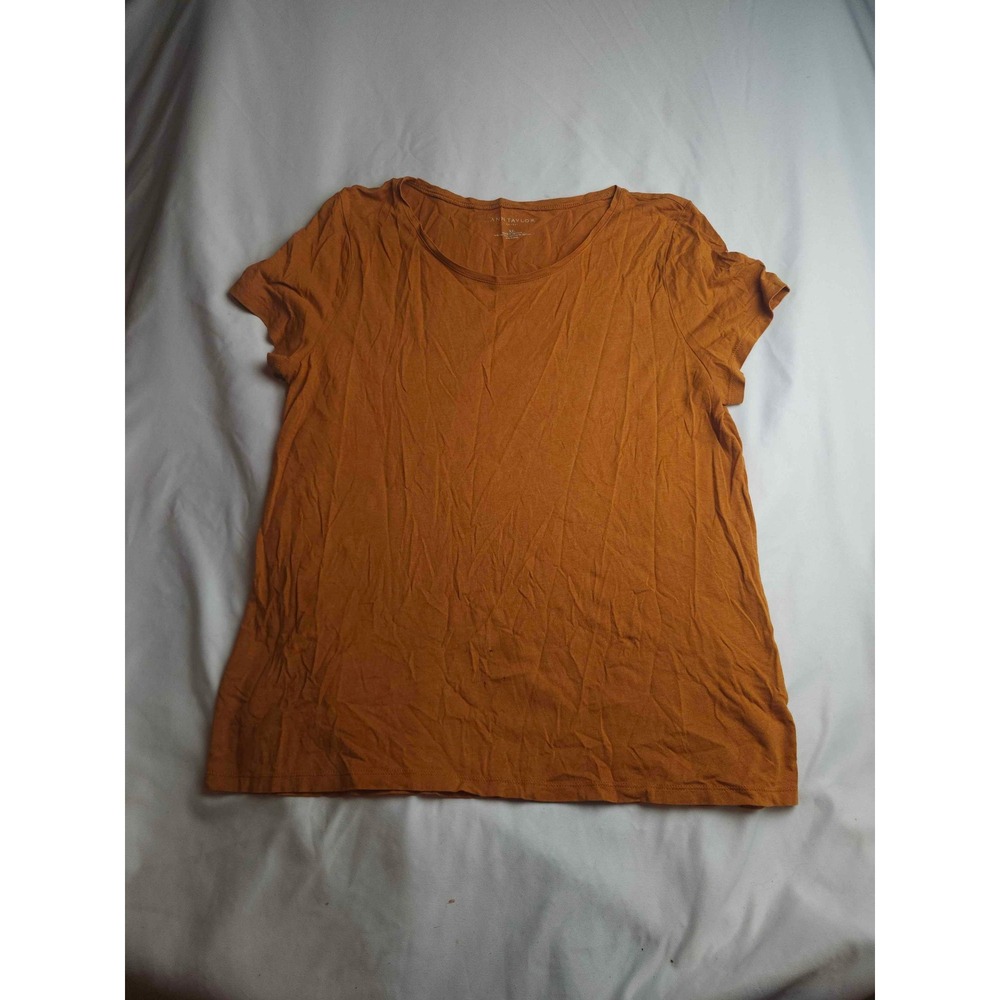 Ann Taylor Factory Womens XL Burnt Orange Cotton Modal Scoop Neck T-Shirt